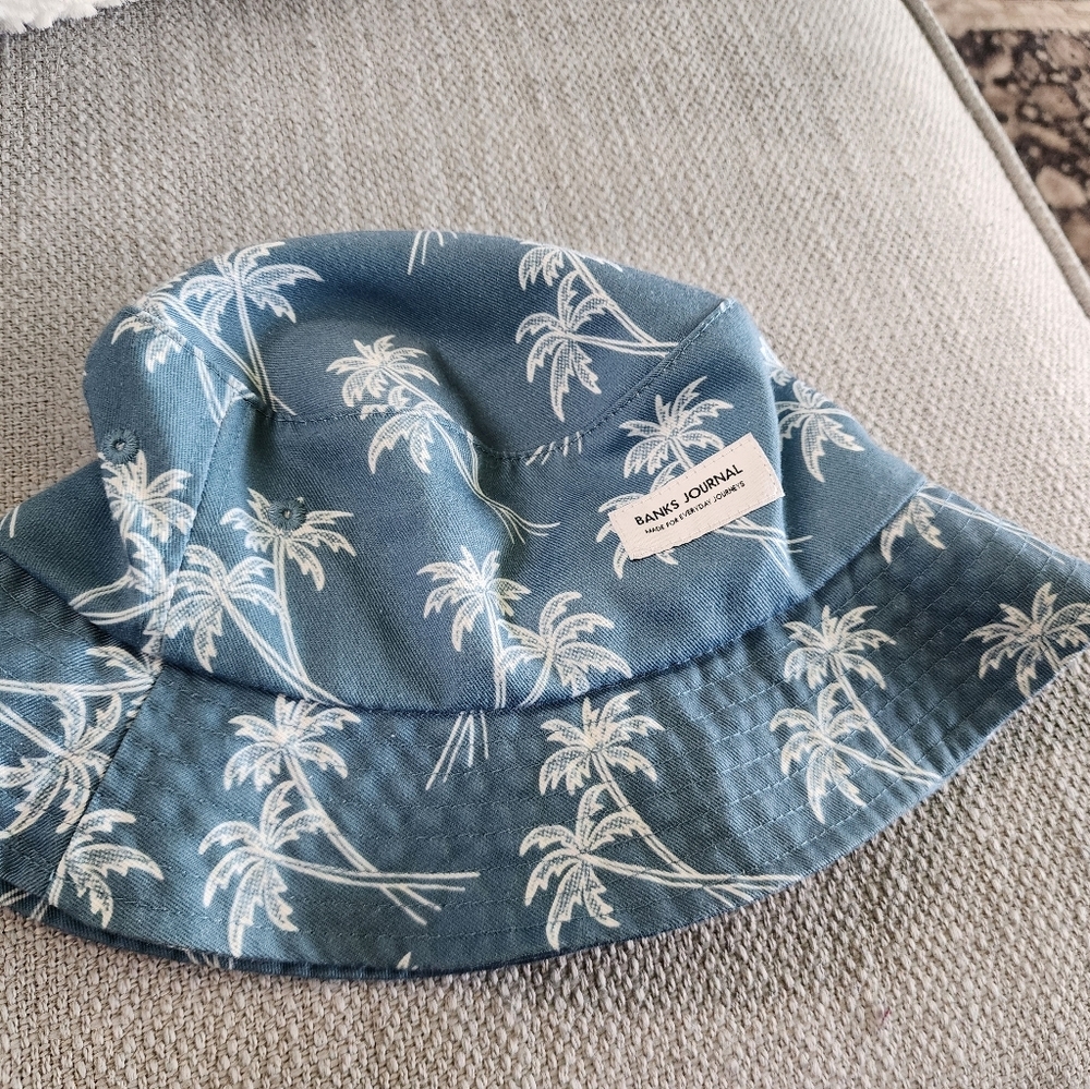 Banks Journal Blue Palm Tree Retreat Bucket Hat